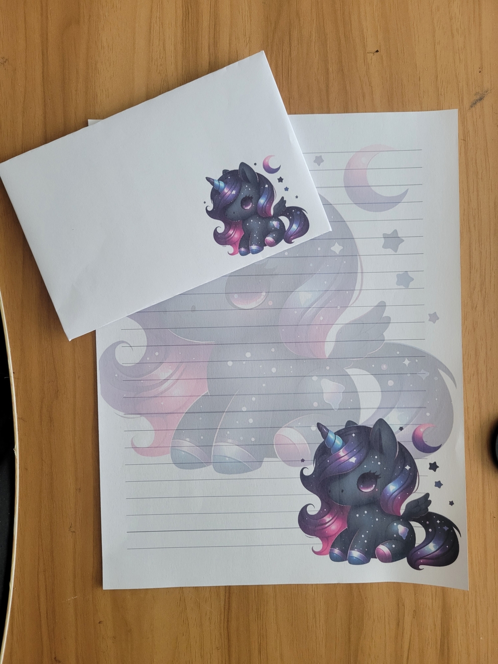 🖤NEW🖤 Black & Purple Unicorn Writing Paper Set - 24 Sheets